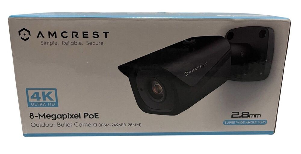 Amcrest IP8M-2496EB-28MM 4K 8MP PoE Outdoor Weatherproof Bullet IP Camera Black
